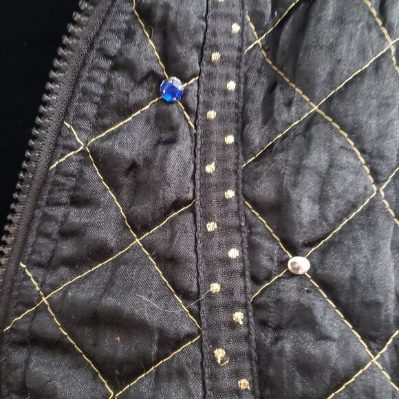 Vintage Wind Suit Tracksuit Lined Quilted Rhinestone Zipper Cuff Large Y2K - Picture 14 of 15